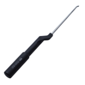 Microdissectomy Curette, Forward Angled, Size #2, Bayonet, Round Offset Black Aluminum Handle, Overall Length 10" (254mm) Compares To Codman 47-5019 